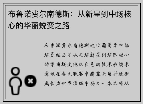 布鲁诺费尔南德斯：从新星到中场核心的华丽蜕变之路